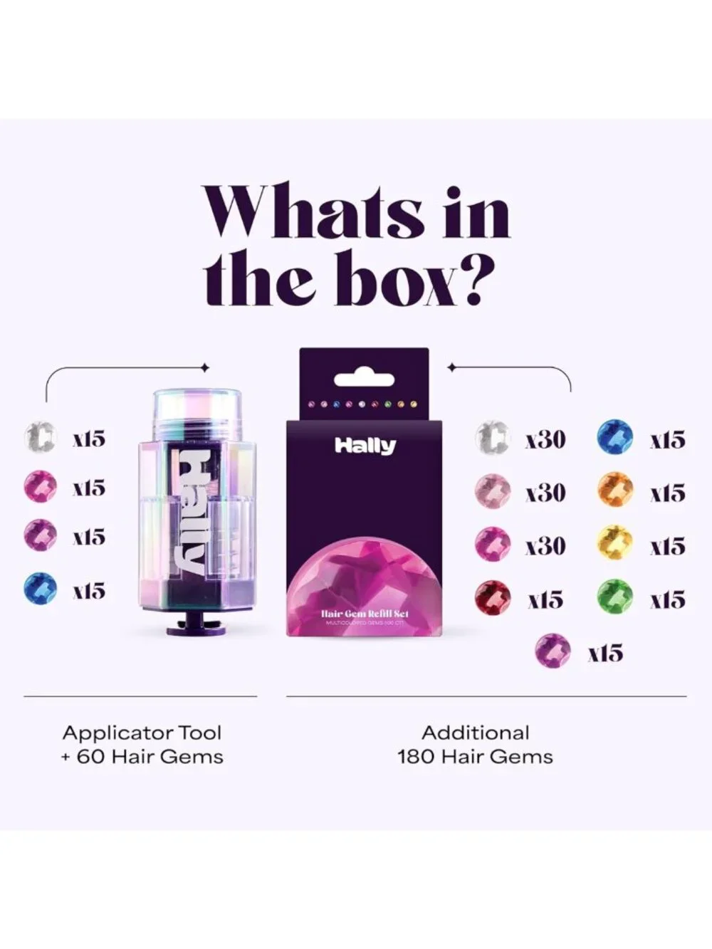 240 Stick-On Hair Gems Kit with Stamper Tool | Easy Apply, Hair-Safe Sparkle for